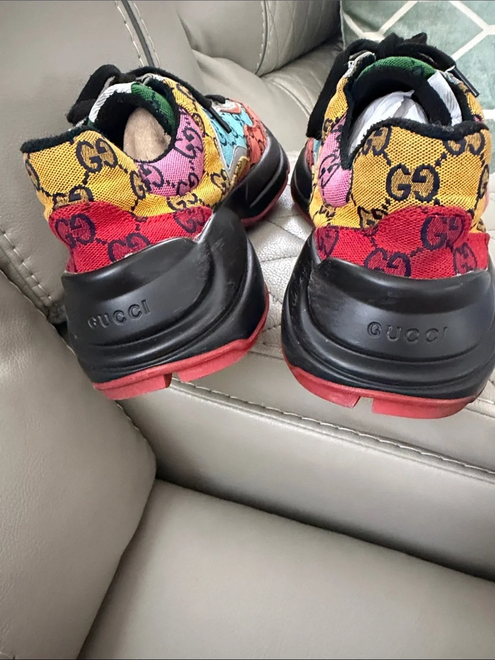 Gucci Men Multicolor GG Canvas & Leather Lace-Up Sneakers